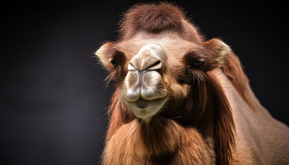 Obraz premium Close-Up Camel Portrait with Dramatic Lighting in Studio