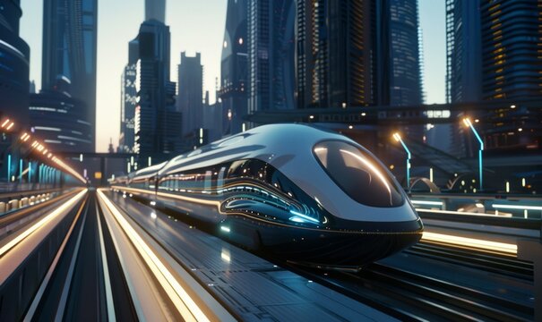 Hyperloop transportation systems connecting global megacities with high-speed pods, revolutionizing intercity travel