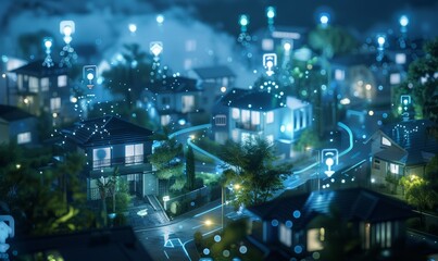 Fototapeta premium Internet of Things (IoT) devices connecting homes and cities for smarter living