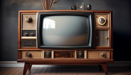 retro black and white cathode ray tube tv