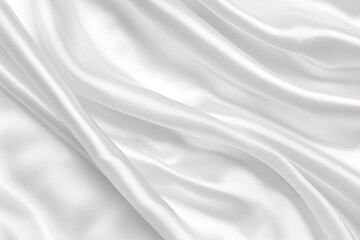 Abstract White Wavy Silk Fabric Background, Smooth Elegant Flowing Shape, Luxury Cloth Texture