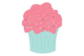 Festive cupcake with pink cream