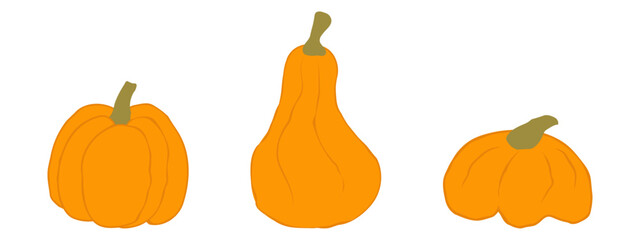 Set of pumpkins. Three autumn items for a warm design