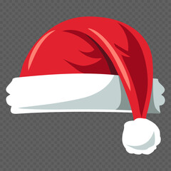 Realistic Santa Claus hat, holiday cap to xmas illustration. New Year red hat.