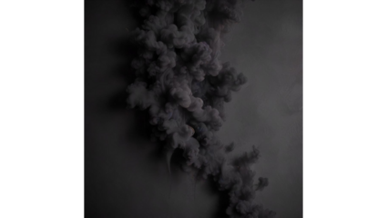 Half of the image filled with dense, swirling black smoke fading into a clear background.