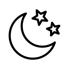 Crescent moon with stars icon on white background. Night icon. Crescent moon icon. Minimalist style.