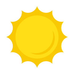 Sun icon in flat style, simple yellow sun.