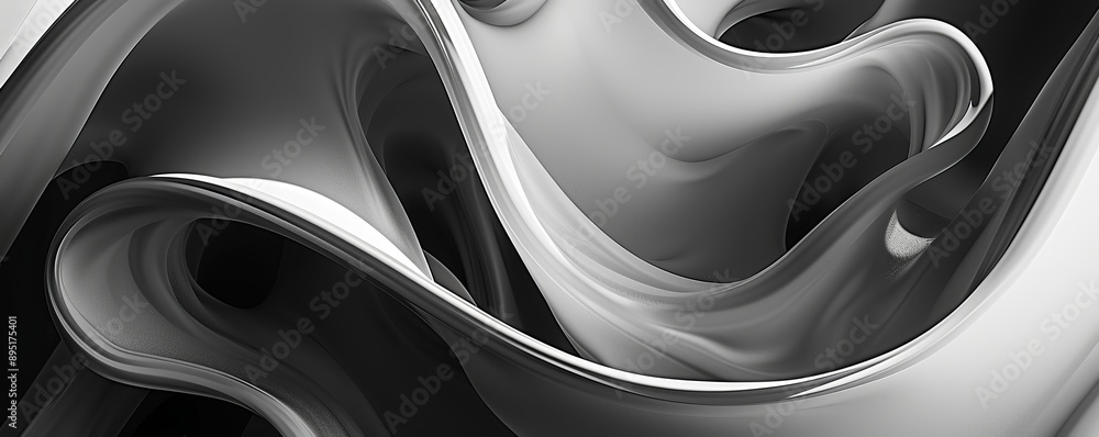 Poster abstract wallpaper with swirling shapes in monochromatic tones, creating a dynamic visual effect