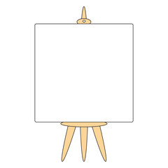 Easel with a white canvas isolated