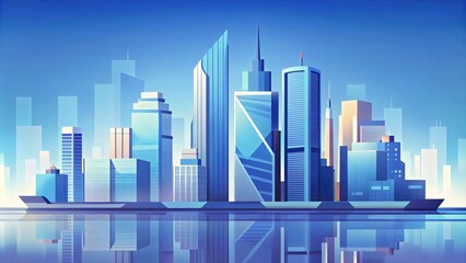 Fototapeta premium Modern Cityscape Urban Architecture Reflections Skyscrapers Skyline Design Innovation