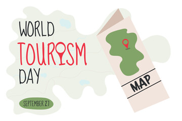 World Tourism Day poster. Vector illustration banner for seasonal holiday. Background, vector, banner, illustration. 