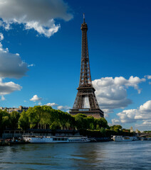 Fototapeta premium Eiffel Tower Paris on the blue sky,