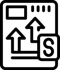 Business strategy, marketing plan, arrows showing growth on document, increase sales, business concept, icon