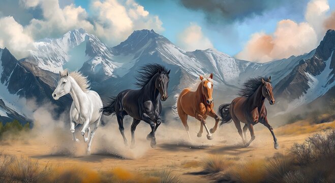 horses in the mountains