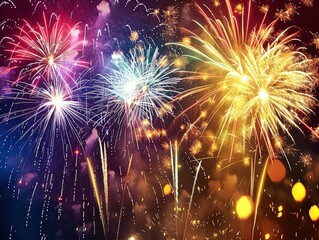 Fototapeta premium A spectacular fireworks display lighting up the night sky with vibrant colors and patterns.