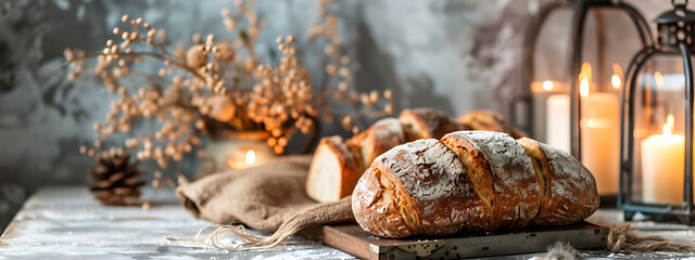 Rustic Iron Light Fixture Homemade Bread Cozy Home Decor ,empty space