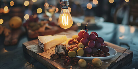 Modern Industrial Light Bulb Edison Filament Artisan Cheese Plate Urban Loft ,empty space
