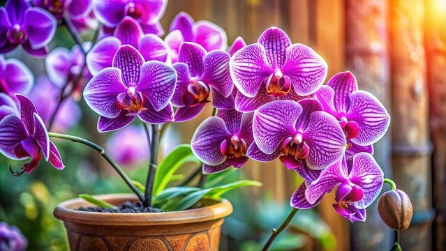 Branch, Close-up orchid flower, branch in cachepot, for advertising, calendar