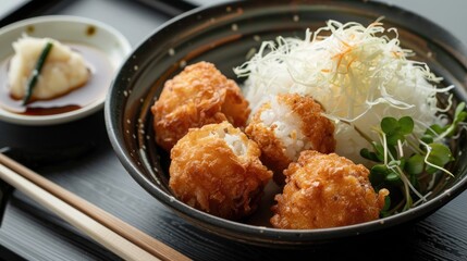 Kashiwa rice balls and vinegar chicken made with poultry