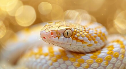 White and Yellow Snake Close Up