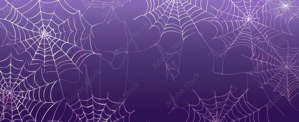 Canvas Prints a purple background with white spider webs hanging from the top and bottom corners, creating an atmo