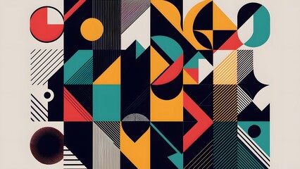 Vibrant Geometric Shapes with Bold Lines Modern Abstract Design