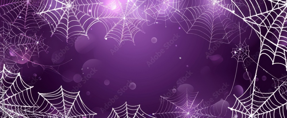 Canvas Prints a purple background with white spider webs hanging from the top and bottom corners, creating an eeri