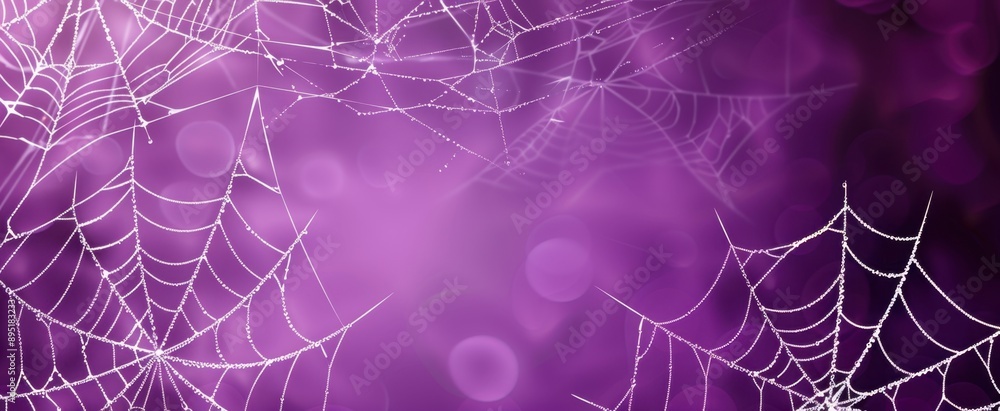 Canvas Prints a purple background with white spider webs hanging from the top and bottom corners, creating an eeri