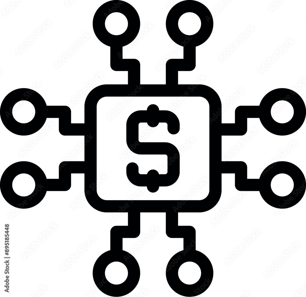 Poster modern icon representing a digital banking system processing financial transactions