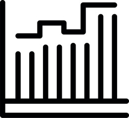 Simple line graph showing growth with increasing vertical bars