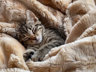 Fototapeta premium cat sleeping on a bed