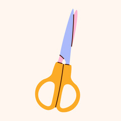 Isolated scissors symbol. Scissors for cutting paper,hair, scissoring, shear concept.kid scissors sign.Hand drawn Vector illustration EPS 10.