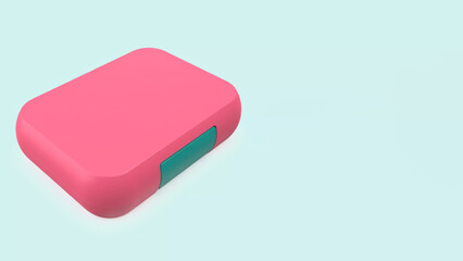 Closeup of small bento lunchbox isolated on copy-space background.
