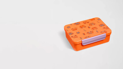 Closeup of small bento lunchbox isolated on copy-space background.