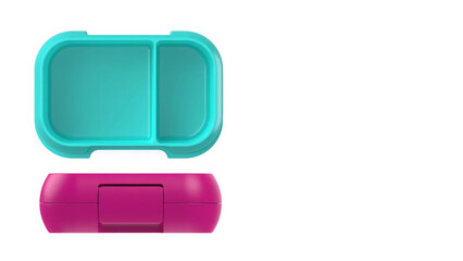 Closeup of small bento lunchbox isolated on copy-space background.