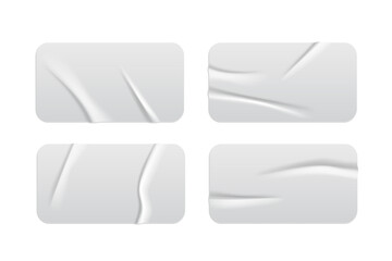 Blank white paper sticker label set isolated on white background