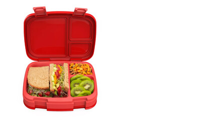 Closeup of small bento lunchbox isolated on copy-space background.