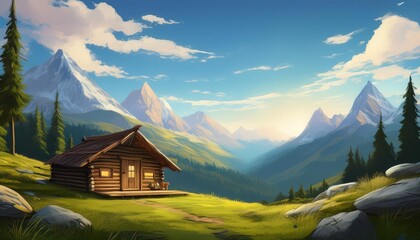 Small hut meditation break in the mountains