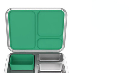 Closeup of small bento lunchbox isolated on copy-space background.