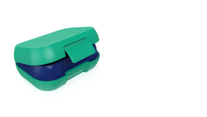 Closeup of small bento lunchbox isolated on copy-space background.