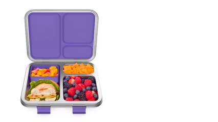 Closeup of small bento lunchbox isolated on copy-space background.
