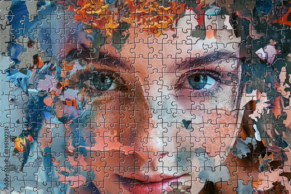 Aufkleber generative ai completes jigsaw puzzle with missing piece for ultimate challenge solving