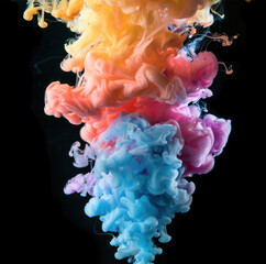 Obraz premium Colored column of smoke on a dark background. Abstract wallpaper.