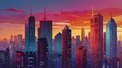 urban city landscape comic abstract background template