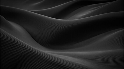 Fototapeta premium Black silk waves pattern on clean minimal backdrop, modern design, 4k resolution