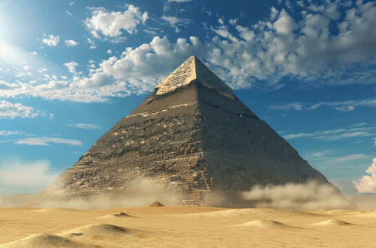 Great ancient pyramide in the desert. Landscape with ancient building. Egyptian pyramide 