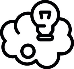 Line drawing of a light bulb emerging from a cloud symbolizing the concept of a new idea