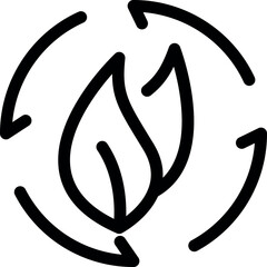 This simple icon represents the concept of circular economy with a leaf at its center