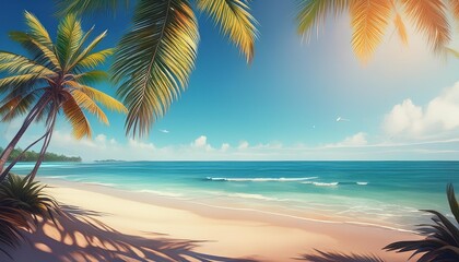 Obraz premium Beautiful beach sand and palm trees