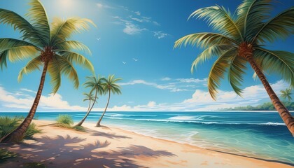 Beautiful beach sand and palm trees